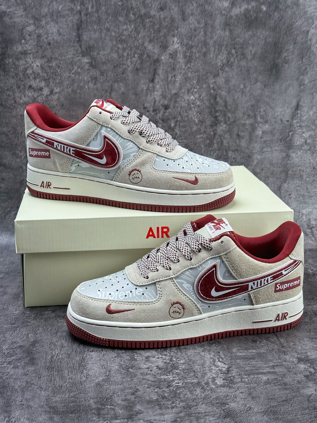 Nike Air Force 1 Low 07 x Superme 灰红小勾满天星 SS1979-012 Nike Air Force 1 Low 07 x Superme 灰红小勾满天星 SS1979-012