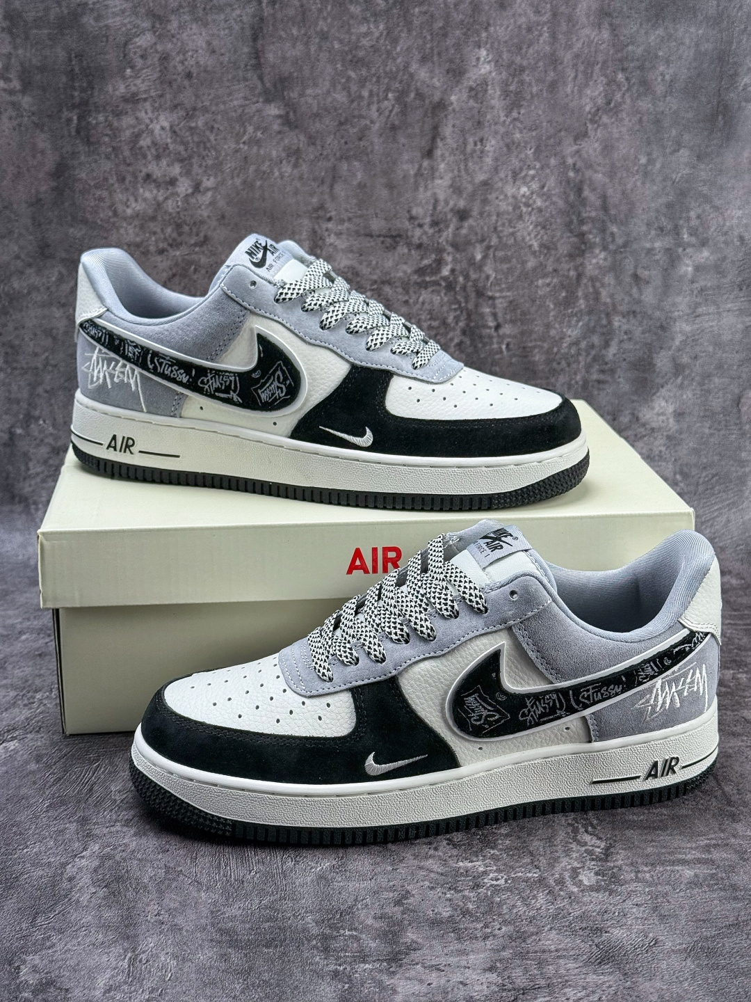 Nike Air Force 1 Low 07 x Stussy 黑白灰小勾满天星 SS1979-013