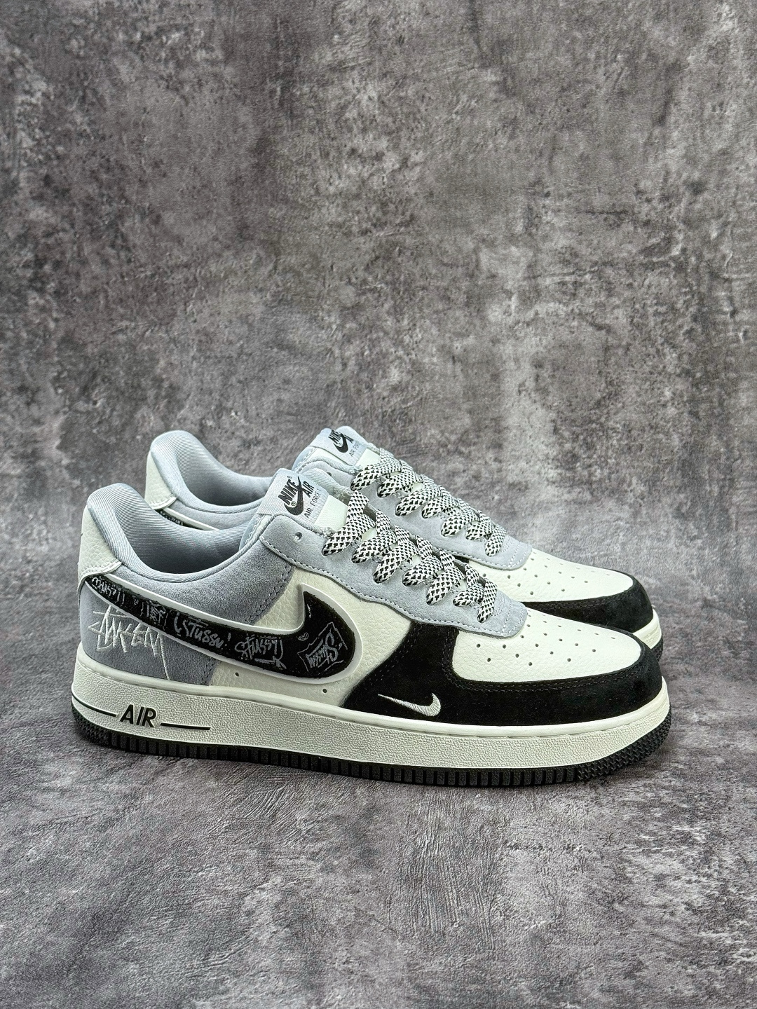 Nike Air Force 1 Low 07 x Stussy 黑白灰小勾满天星 SS1979-013