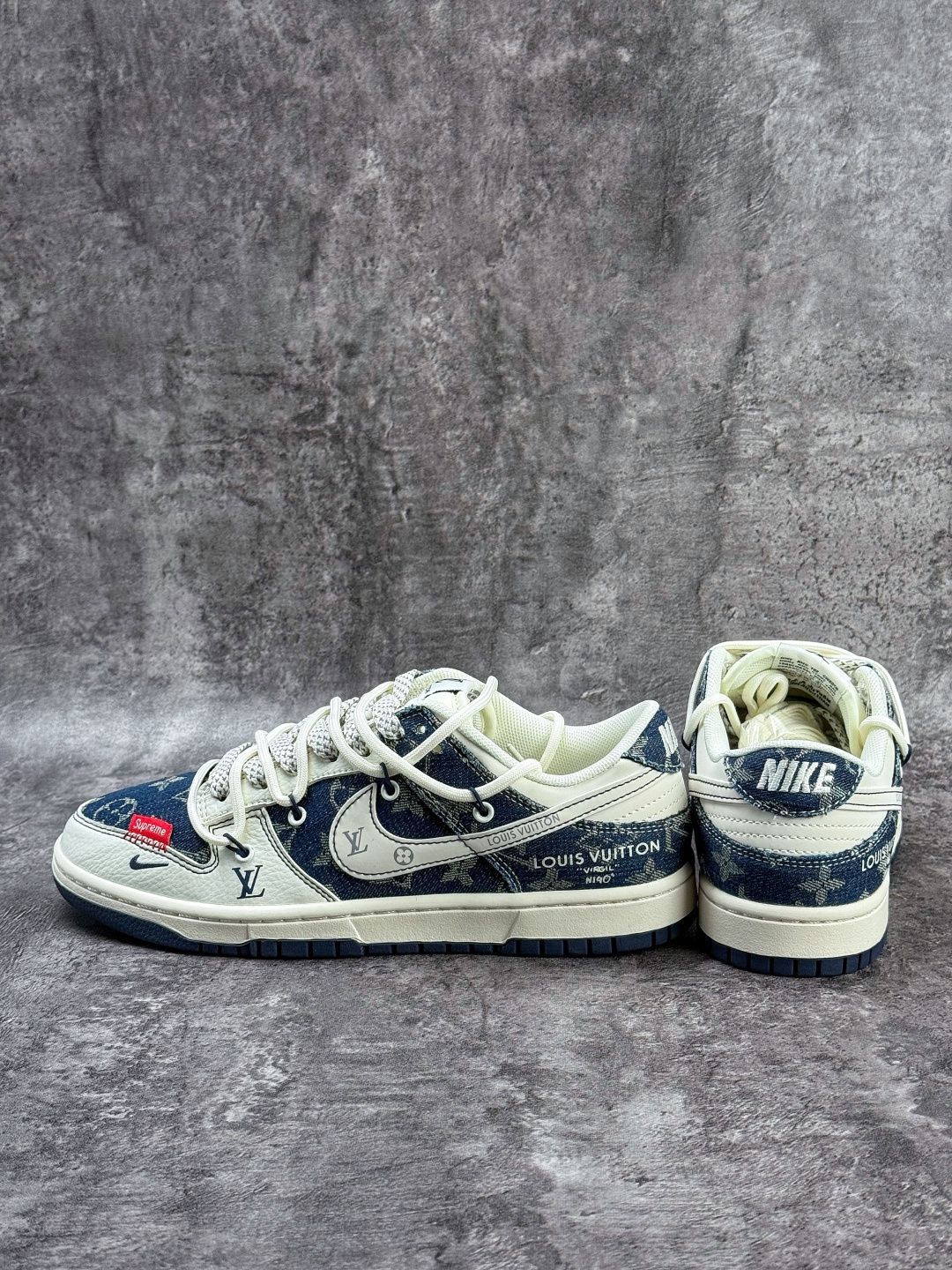 Nike SB Dunk Low x Louis Vuitton 白蓝牛仔小勾满天星 YX5066-397