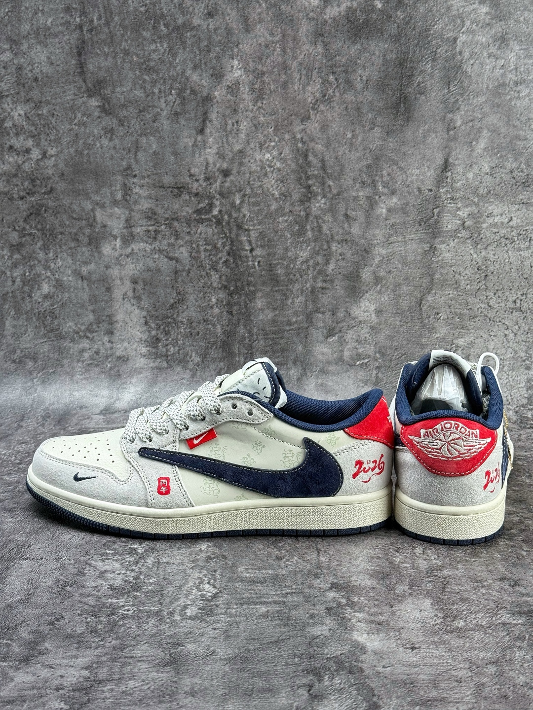 Travis Scott x Nike Air Jordan 1 Low 马年限定 Air Jordan 1 Low 反转灰白蓝小勾满天星倒钩 纯原版本 DF61-9005