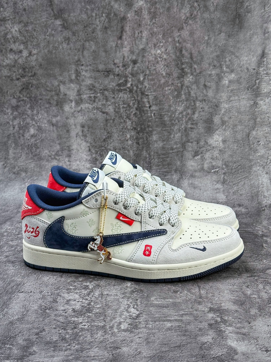 Travis Scott x Nike Air Jordan 1 Low 马年限定 Air Jordan 1 Low 反转灰白蓝小勾满天星倒钩 纯原版本 DF61-9005