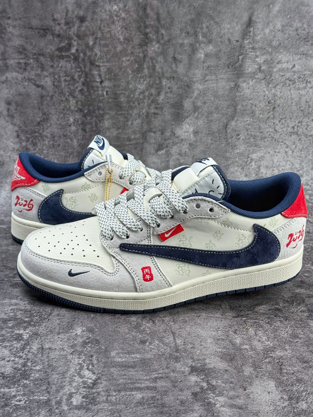 Travis Scott x Nike Air Jordan 1 Low 马年限定 Air Jordan 1 Low 反转灰白蓝小勾满天星倒钩 纯原版本 DF61-9005