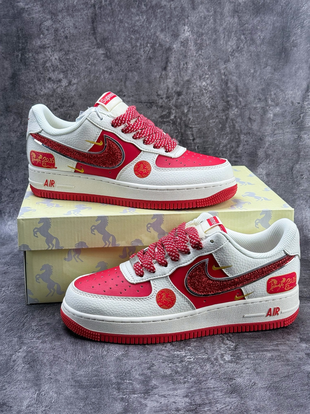 Nike Air Force 1 Low 07 马年限定 白红双小勾满天星 QY6878-604