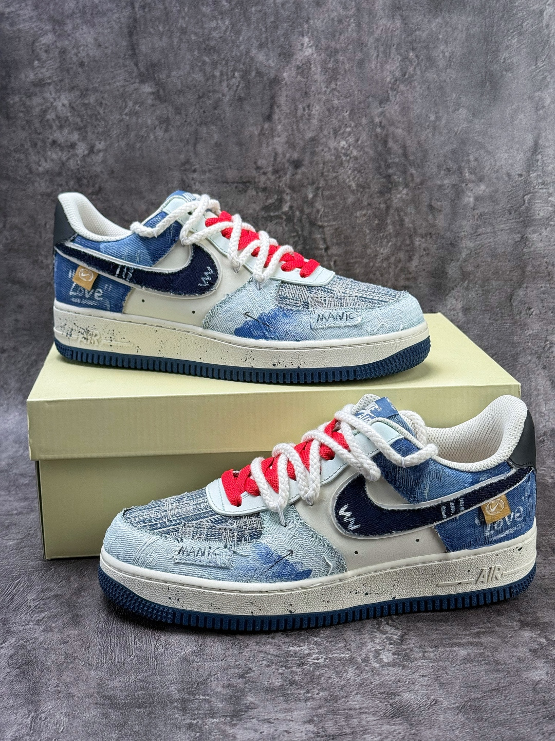 220 Nike Air Force 1 Low 07 蓝白红牛仔补丁 FB0607-707