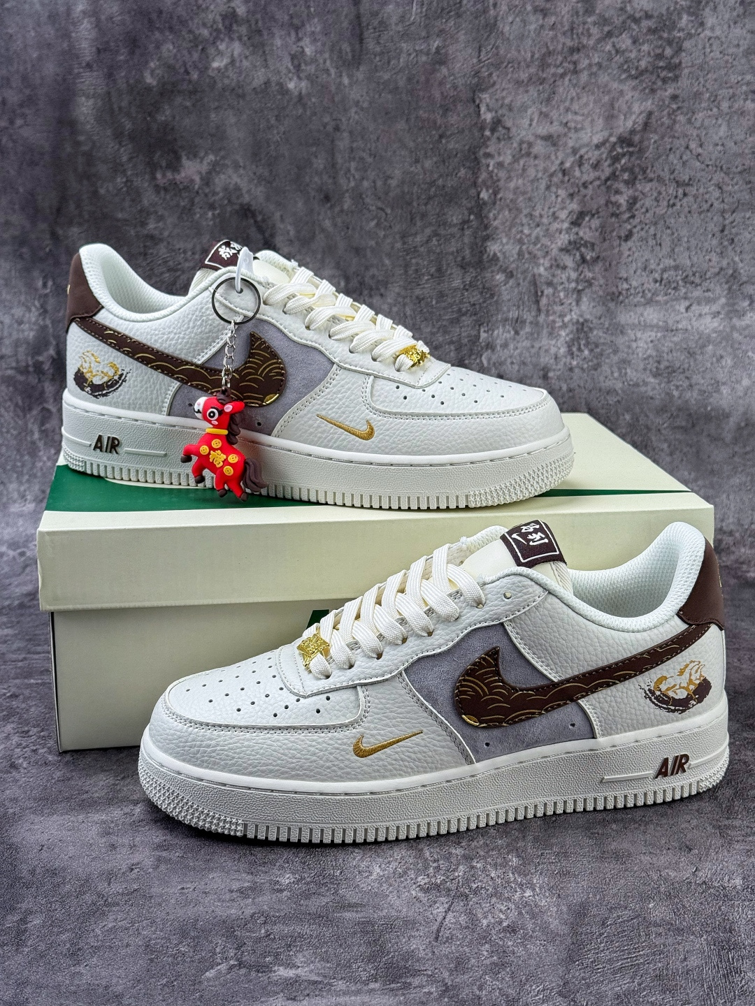 Nike Air Force 1 Low 07 马年限定 白灰棕小勾 FQ4637-001