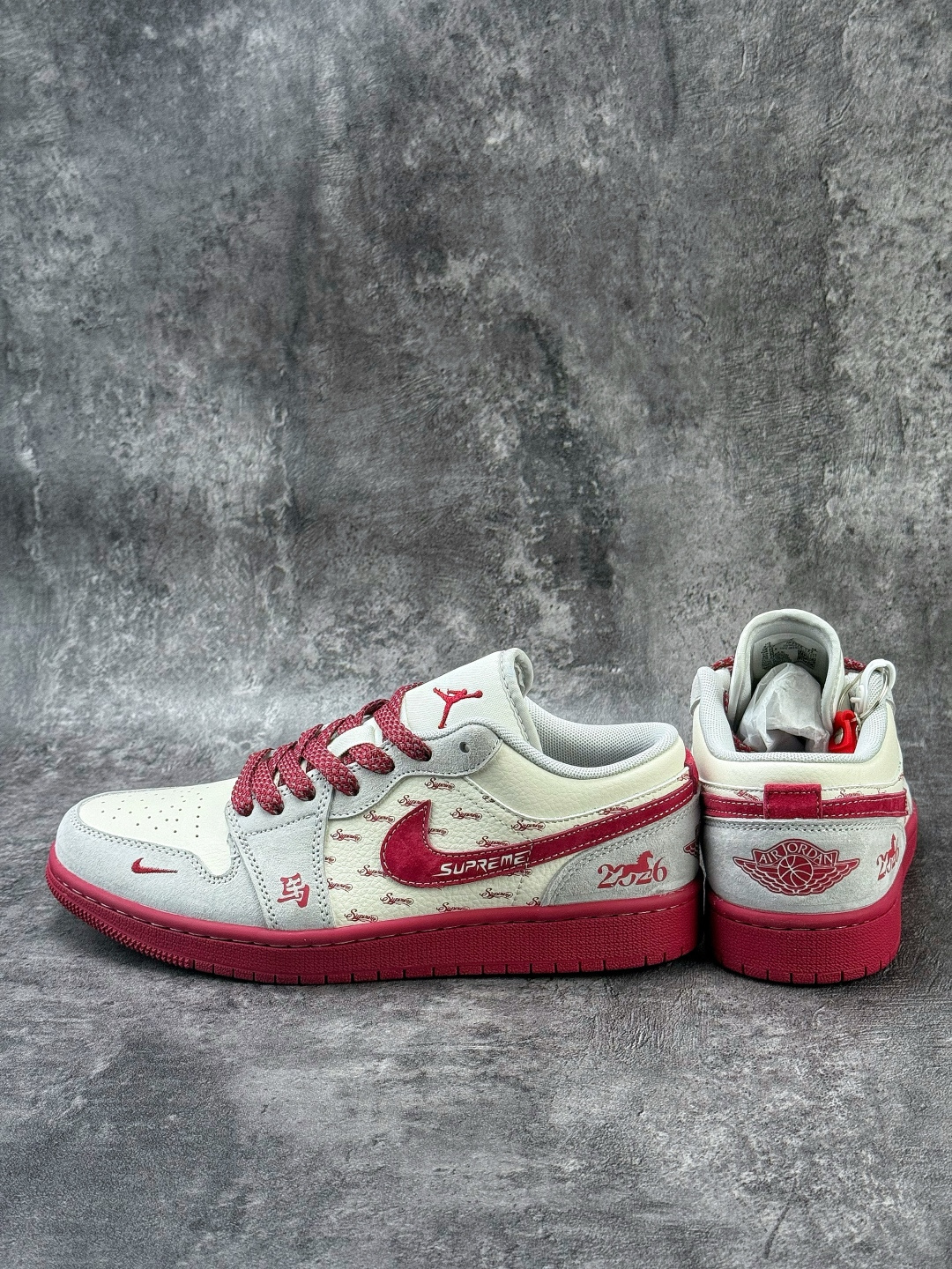 Nike Jordan Air Jordan 1 马年大吉 x Superme 灰白红小勾满天星 JP2026-122