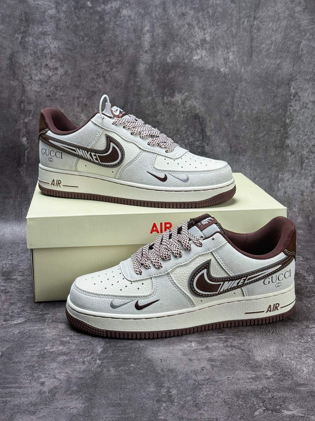 Nike Air Force 1 Low 07 x GUCCI 灰白棕双小勾满天星 SS1979-023