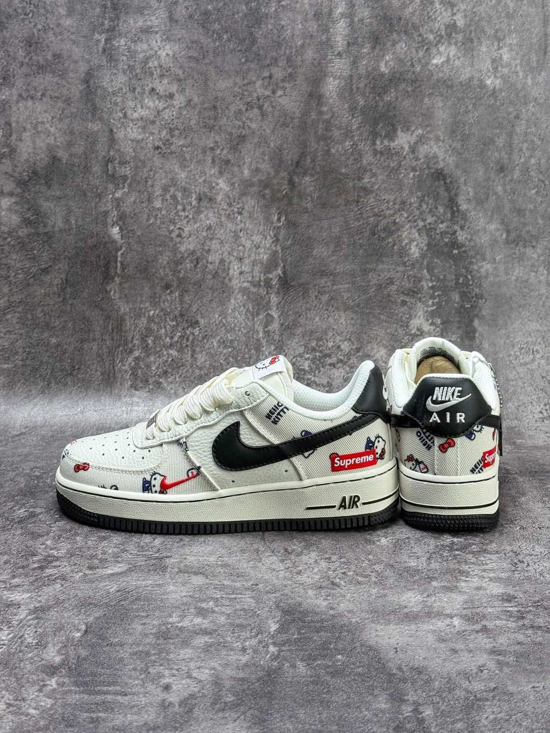 Nike Air Force 1 Low 07 x Superme x Hello Kitty 白黑小勾 NH0601-607-莆田鞋,莆田鞋货源,高仿鞋,高仿鞋货源,安福档口,莆田高仿鞋,莆田鞋批发,高仿鞋批发,莆田高仿运动鞋,高仿运动鞋,莆田运动鞋 Nike Air Force 1 Low 07 x Superme x Hello Kitty 白黑小勾 NH0601-607
