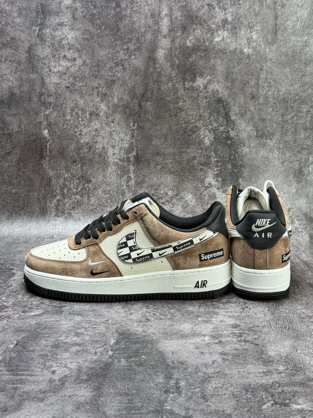 Nike Air Force 1 Low 07 x Superme 棕白黑双小勾 WY0655-101
