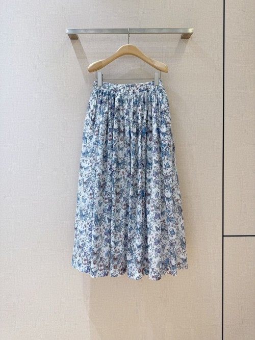 Dior Butterfly Print Pleated Midi Skirt | High-Waisted Cotton Skirt 1 Dior Butterfly Print Pleated Midi Skirt | High-Waisted Cotton Skirt