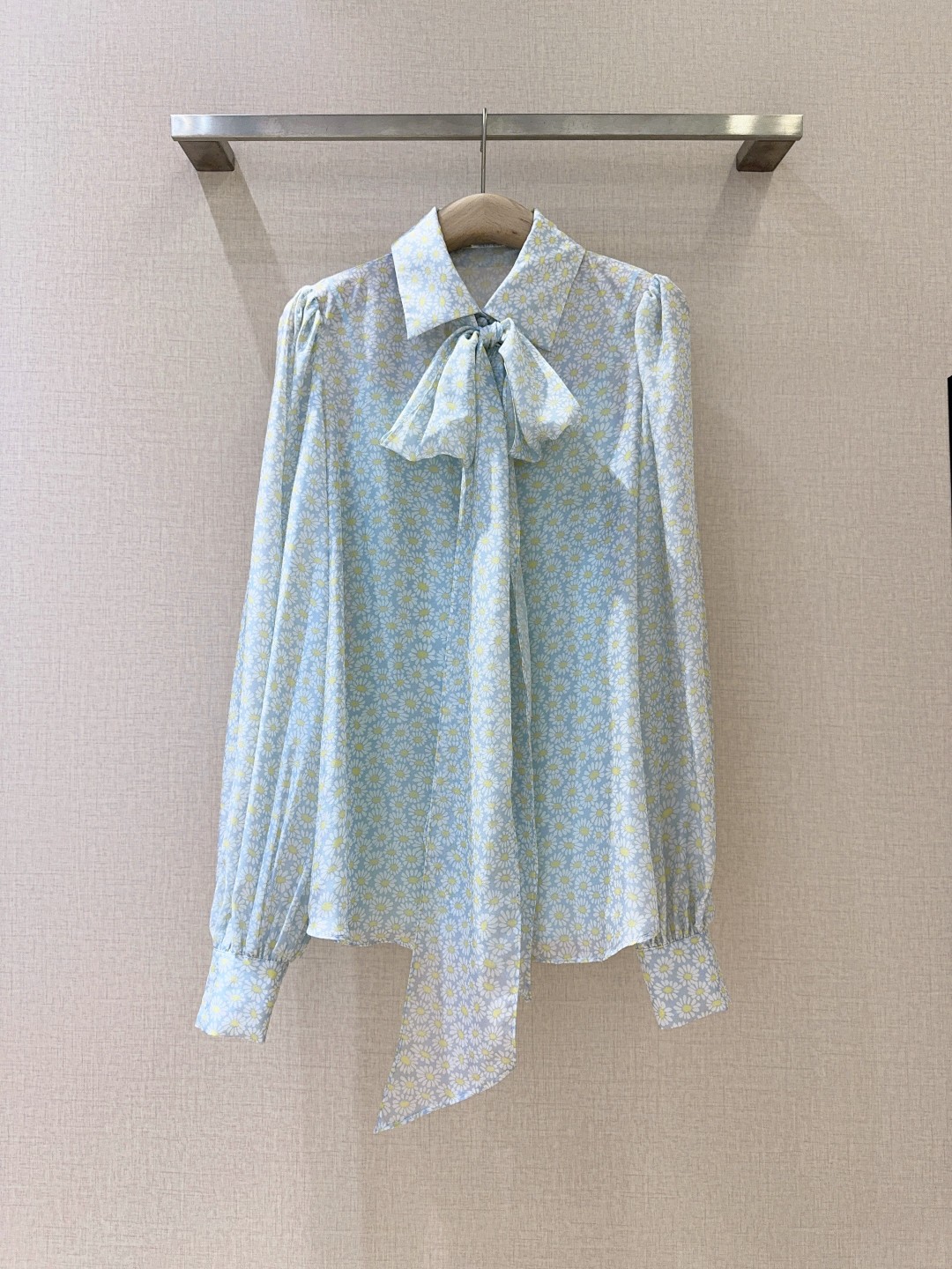 Elegant Floral Silk Blouse with Bow Tie - Inspired by Nature's Wild Chrysanthemums 3 cmp a1740631057303 1140