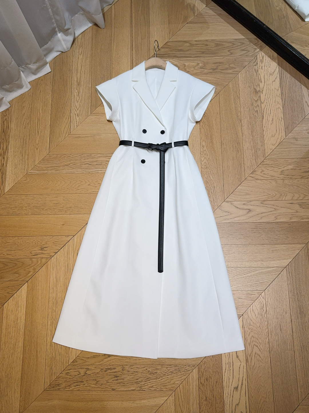 DI*O*R White Mini Dress with Belt, Double-Breasted Blazer Style - Elegant & Chic 9 cmp a1742285933950 7181