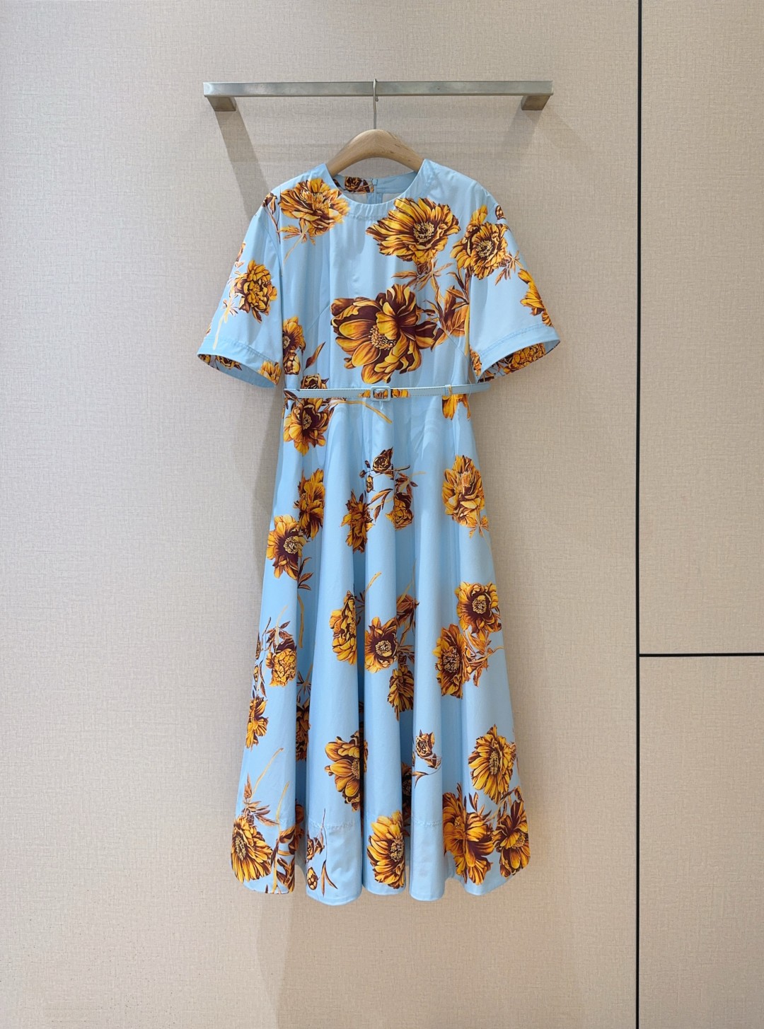 Oscar de la Renta Floral Print Cotton Dress - Elegant Light Blue, Size S-XL 2 cmp a1744964356648 0570