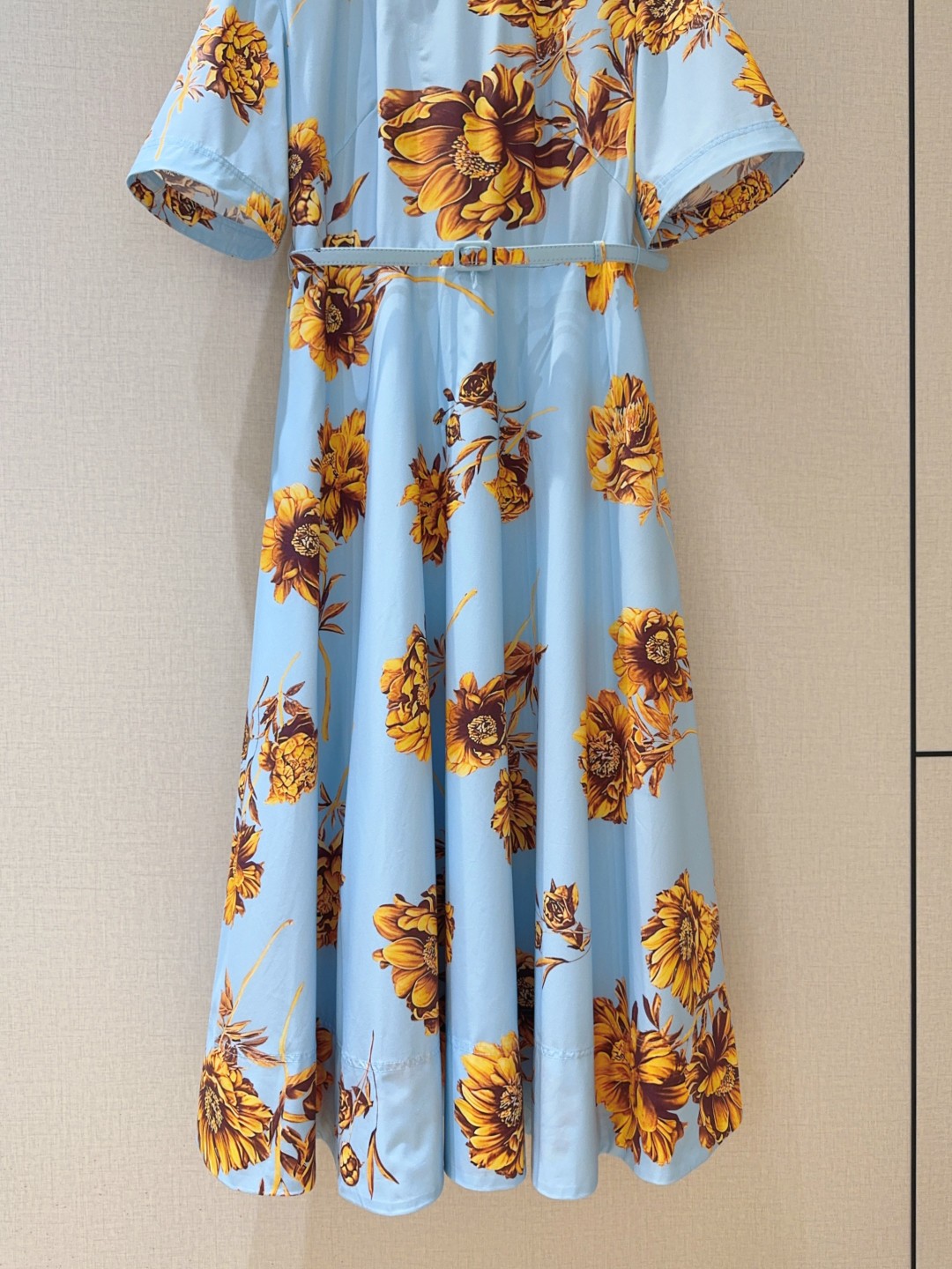Oscar de la Renta Floral Print Cotton Dress - Elegant Light Blue, Size S-XL 4 cmp a1744964356673 8201