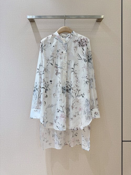 Floral Print Long Sleeve Shirt, Lightweight Cotton Button-Down Top for Women 1 Floral Print Long Sleeve Shirt, Lightweight Cotton Button-Down Top for Women