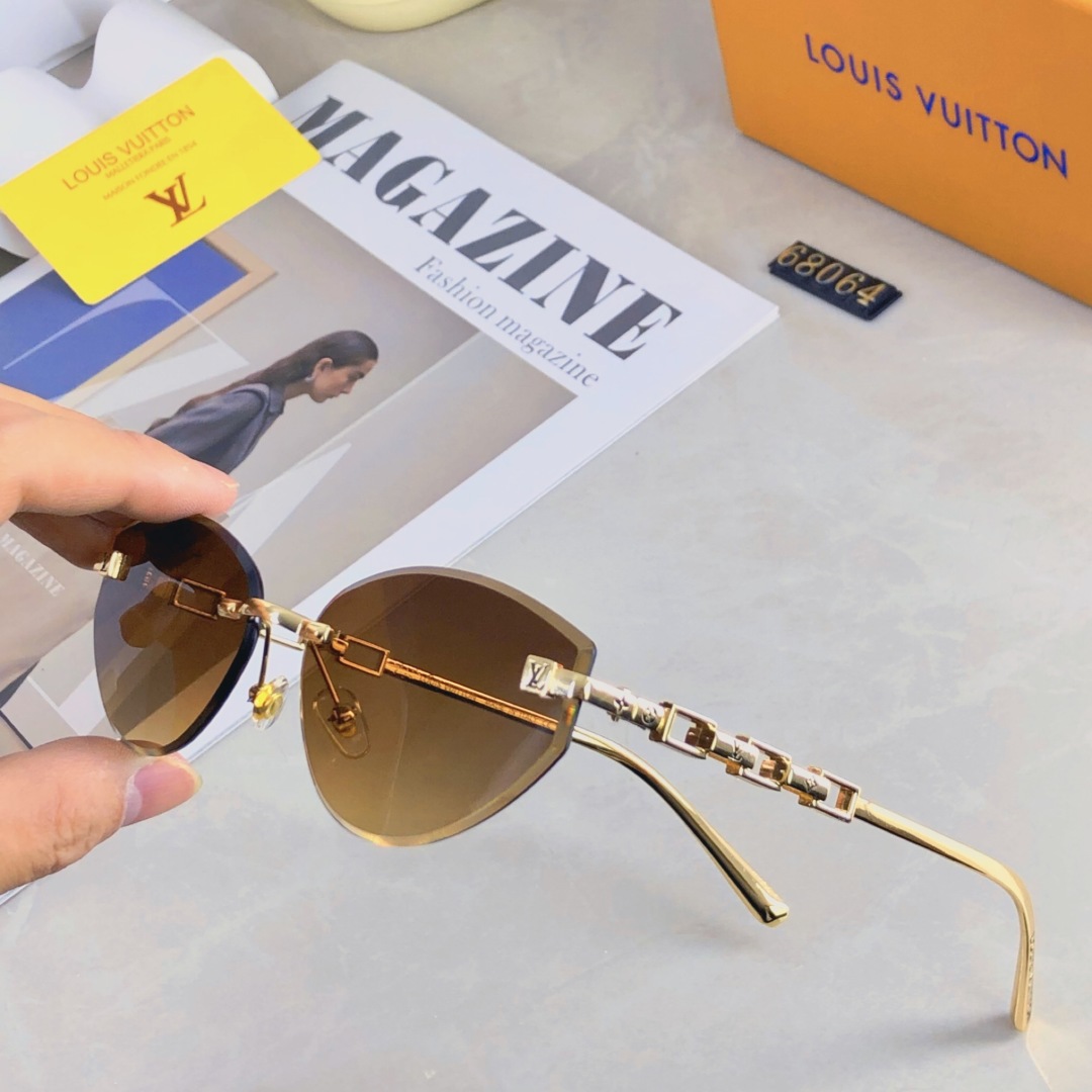 。。Louis vuitton2025时尚个性前卫欧美设计猫眼无框防晒太阳眼镜酷墨镜