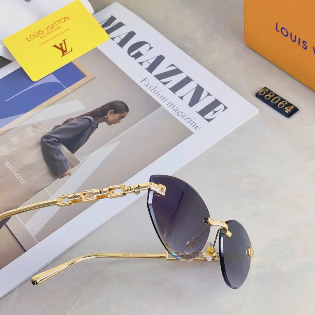 。。Louis vuitton2025时尚个性前卫欧美设计猫眼无框防晒太阳眼镜酷墨镜