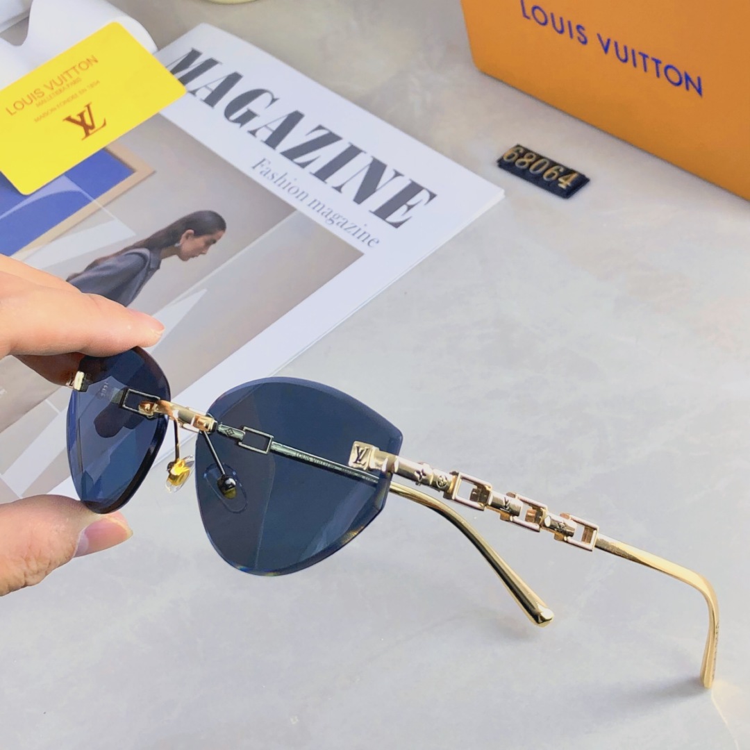 。。Louis vuitton2025时尚个性前卫欧美设计猫眼无框防晒太阳眼镜酷墨镜