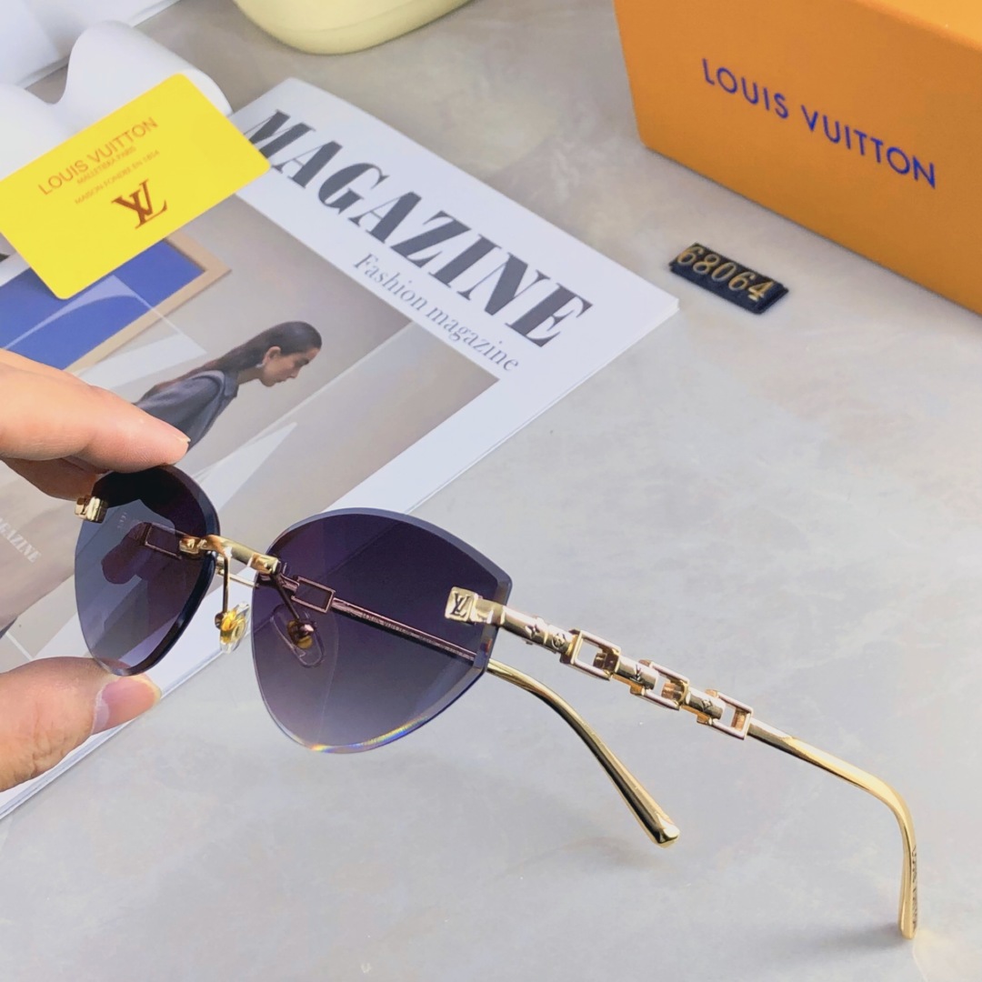 。。Louis vuitton2025时尚个性前卫欧美设计猫眼无框防晒太阳眼镜酷墨镜