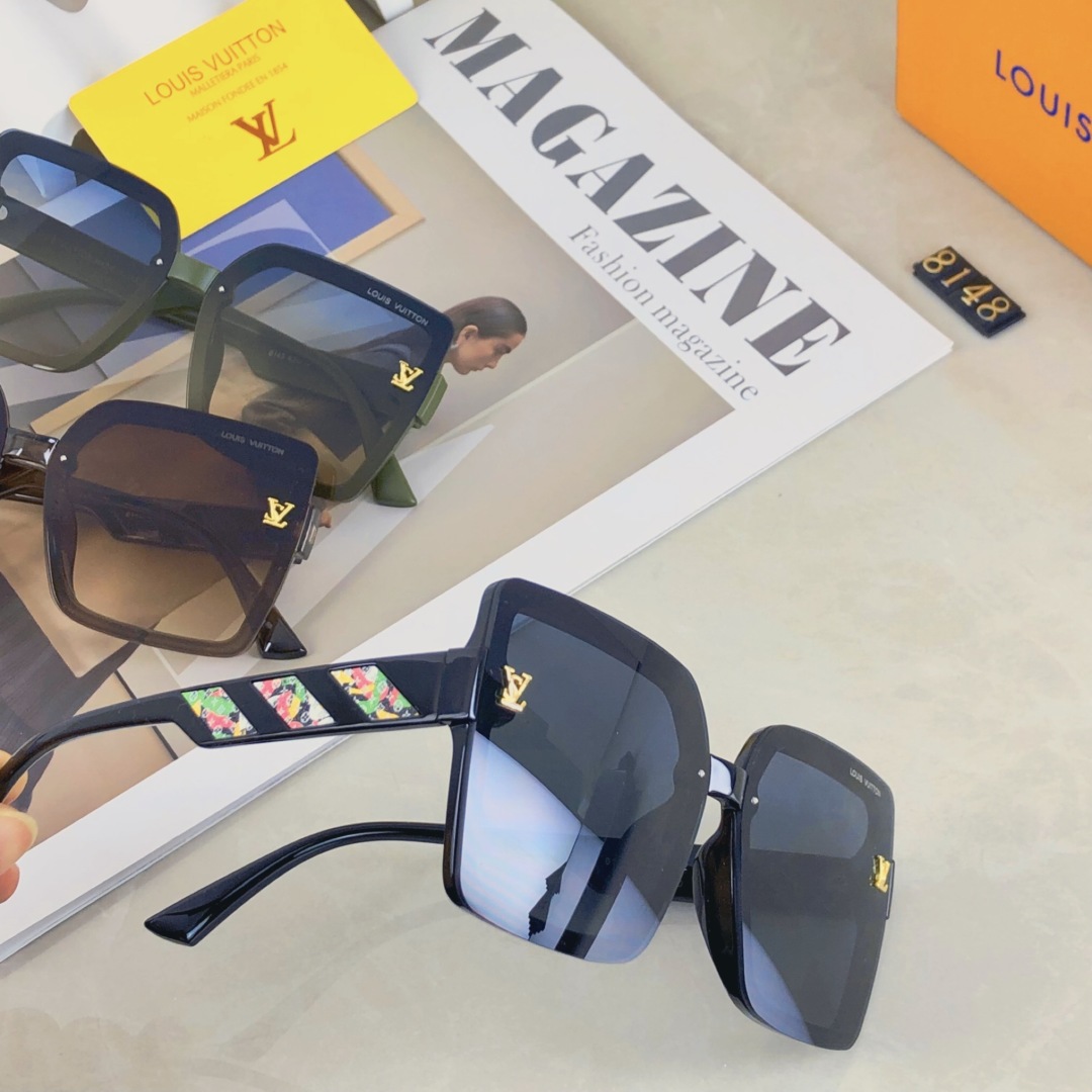 。。Louis vuitton2025新款方形大框字母装饰轻奢风高级感女太阳镜抖音网红墨镜