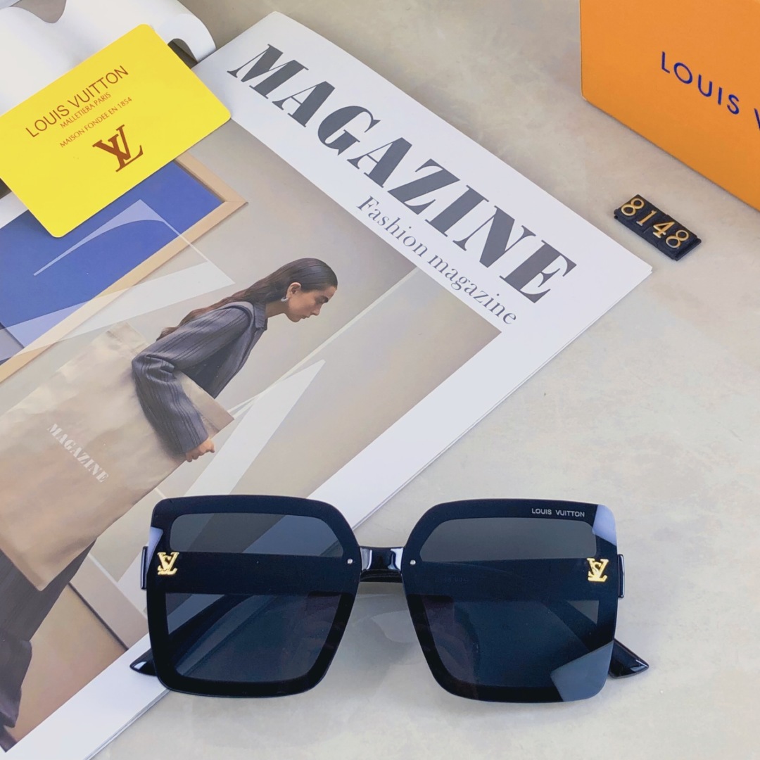 。。Louis vuitton2025新款方形大框字母装饰轻奢风高级感女太阳镜抖音网红墨镜