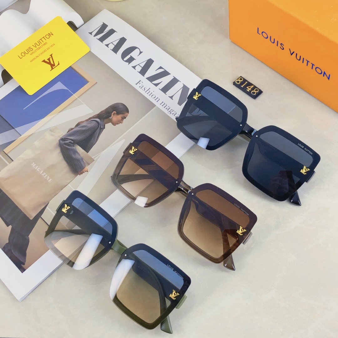 。。Louis vuitton2025新款方形大框字母装饰轻奢风高级感女太阳镜抖音网红墨镜