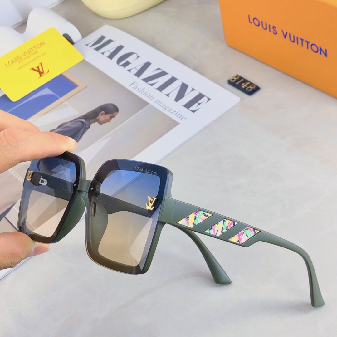 。。Louis vuitton2025新款方形大框字母装饰轻奢风高级感女太阳镜抖音网红墨镜