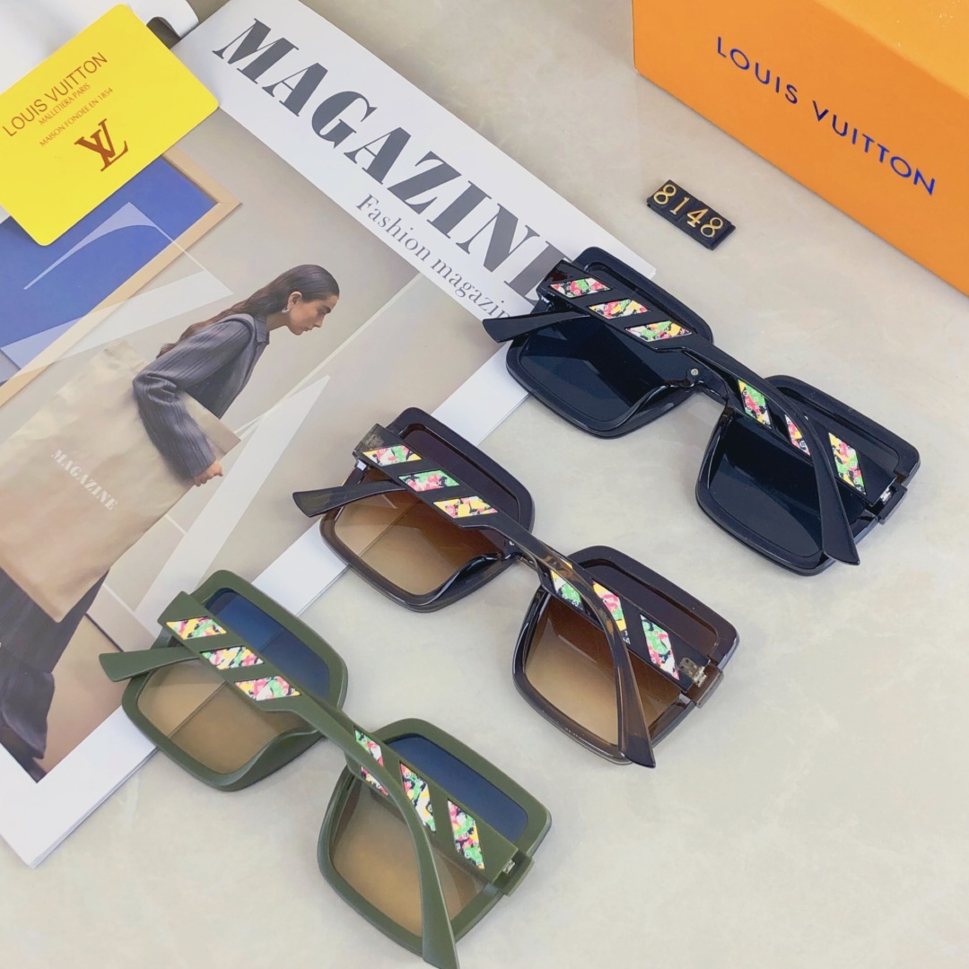 。。Louis vuitton2025新款方形大框字母装饰轻奢风高级感女太阳镜抖音网红墨镜