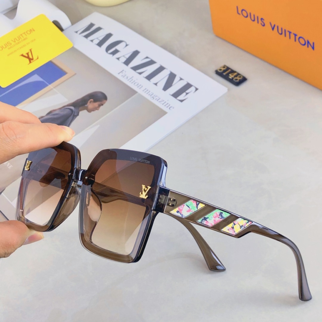 。。Louis vuitton2025新款方形大框字母装饰轻奢风高级感女太阳镜抖音网红墨镜