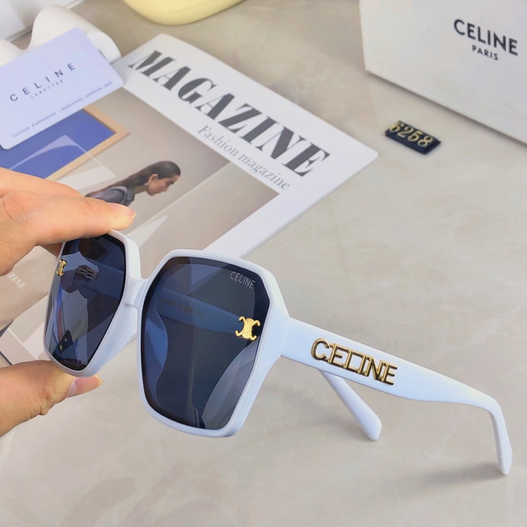 。。Celine高级感墨镜脸显度假方形复古网红拍照欧美时尚瘦百搭墨镜大框方圆