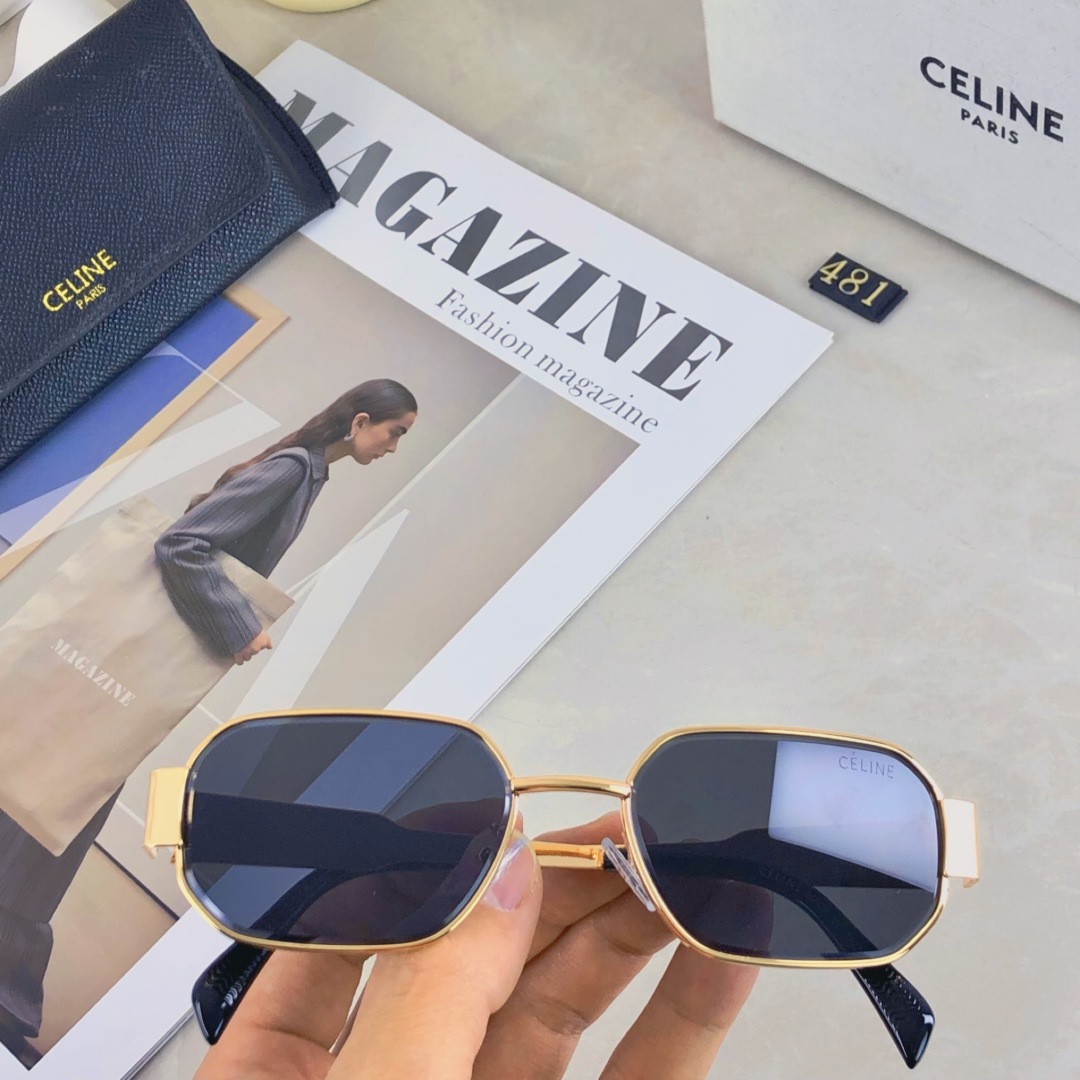 。。Celine新款高级感网红方框太阳眼镜女潮防紫外线凯旋门时尚街拍墨镜