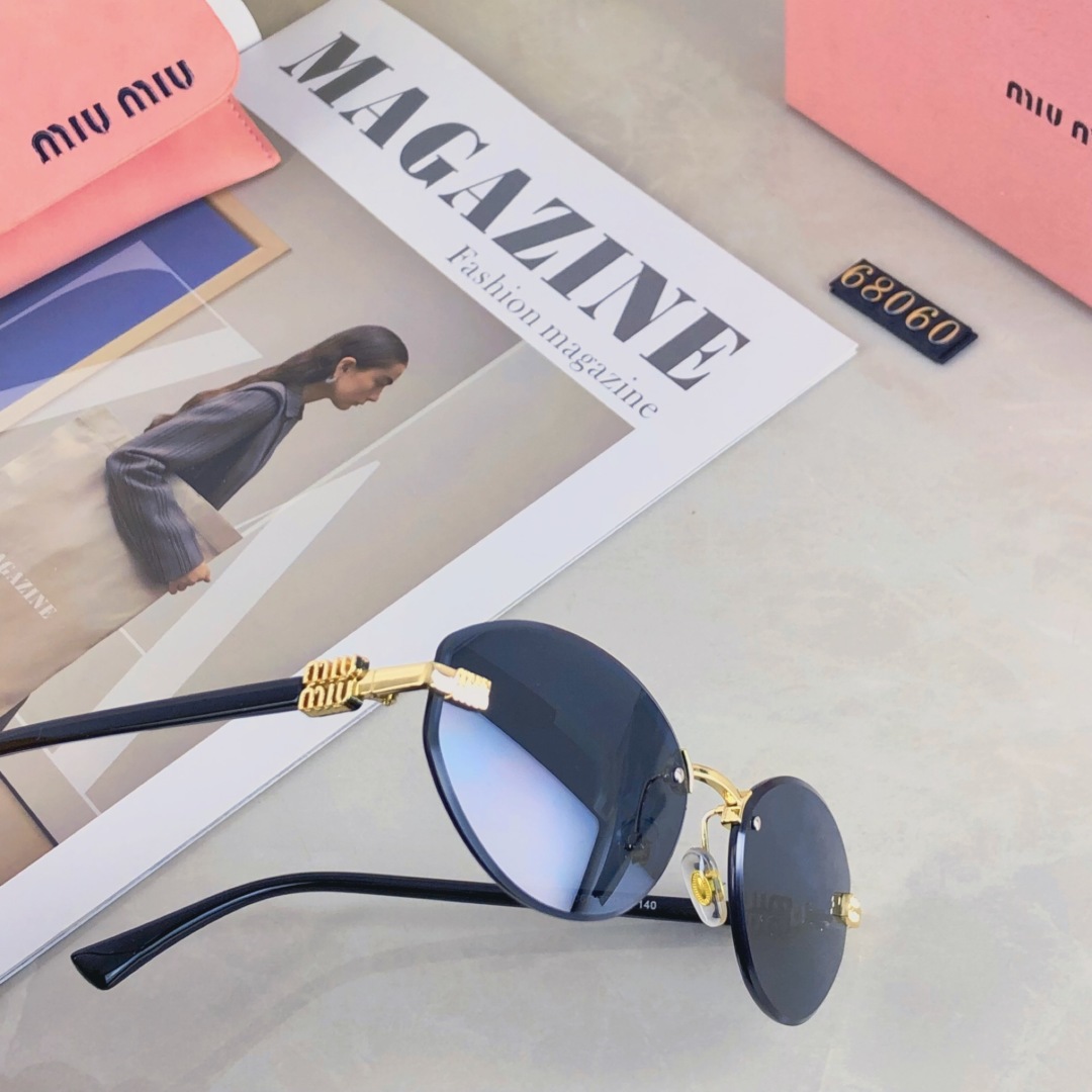 。。miumiu欧美圆框墨镜女高级感时髦眼镜女士开车防紫外线拍照太阳镜潮装饰