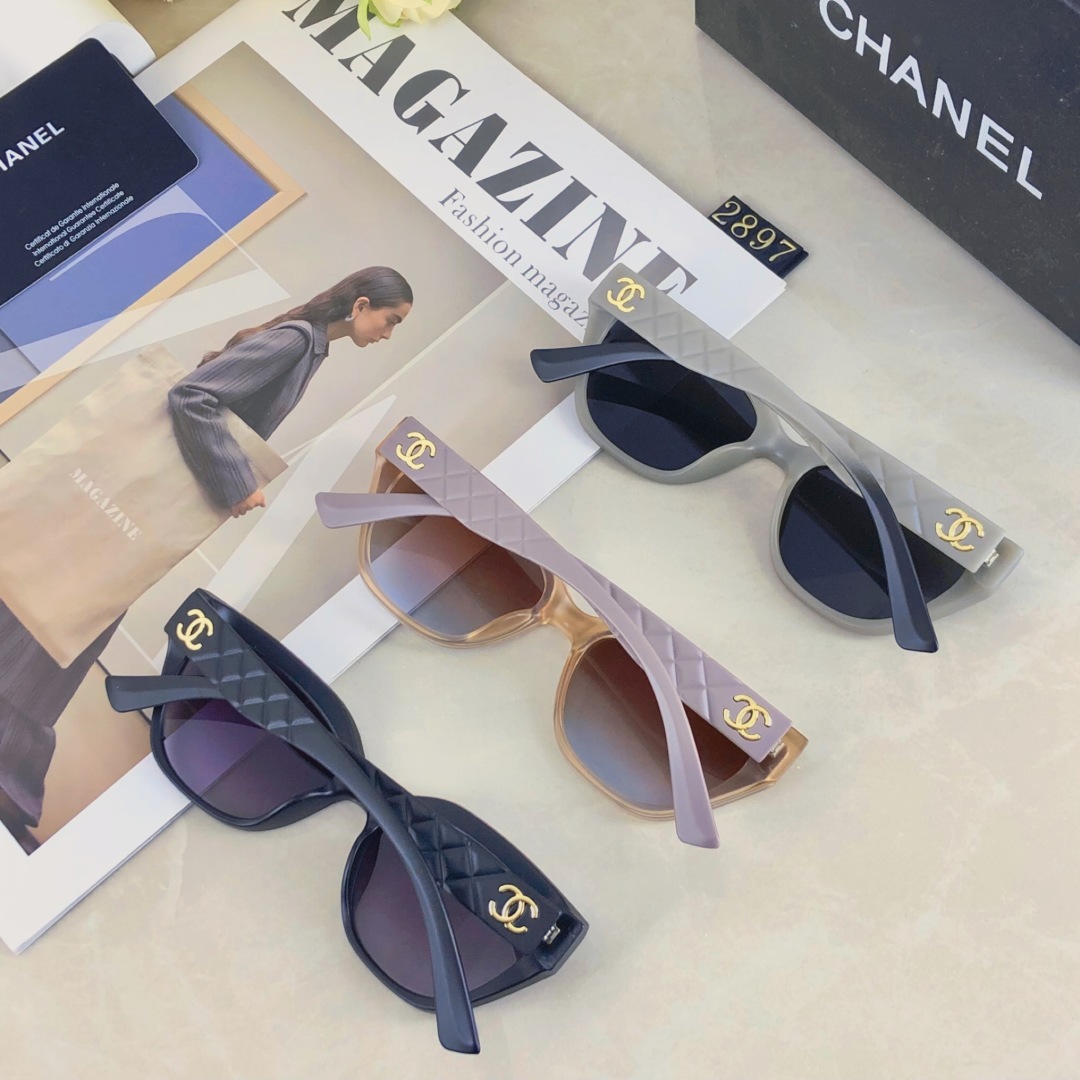 。。Chanel韩系ins新款时尚猫眼墨镜女复古高级感防晒太阳镜圆脸显瘦