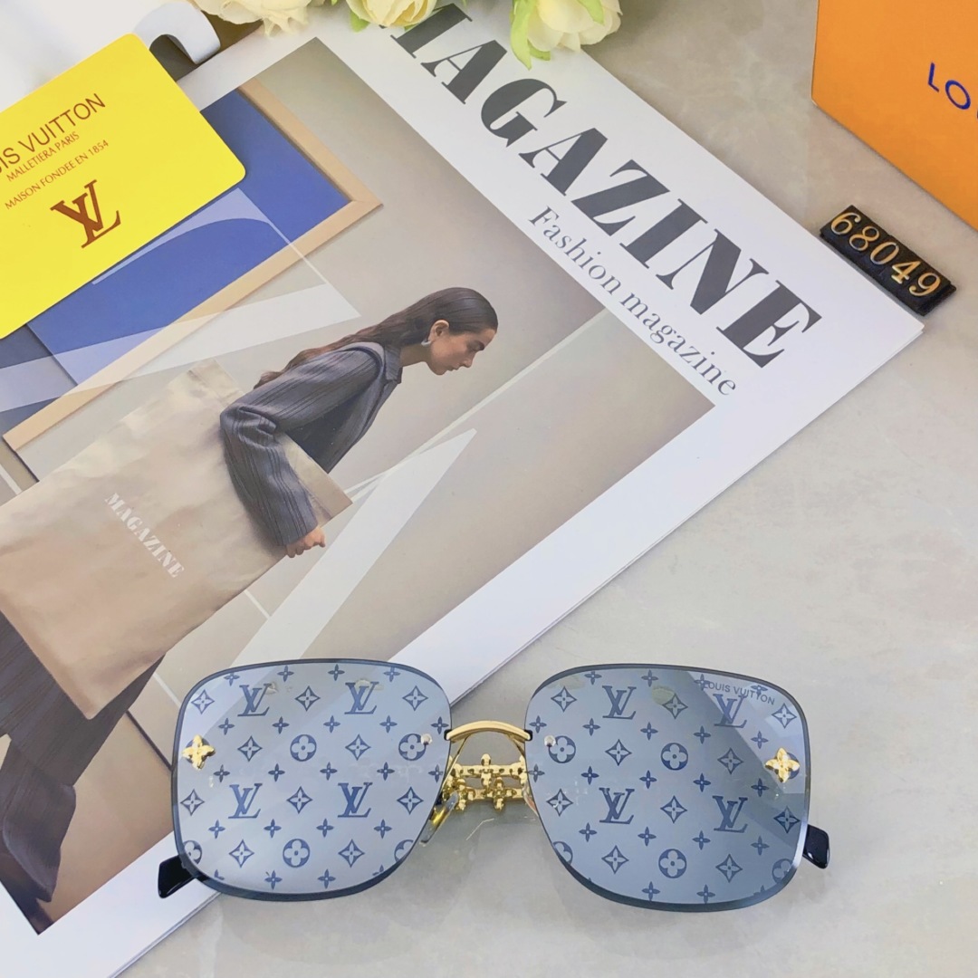 。。Louis vuitton新品2025新款无框太阳镜金属四叶草网红主播同款女士墨镜时尚潮流