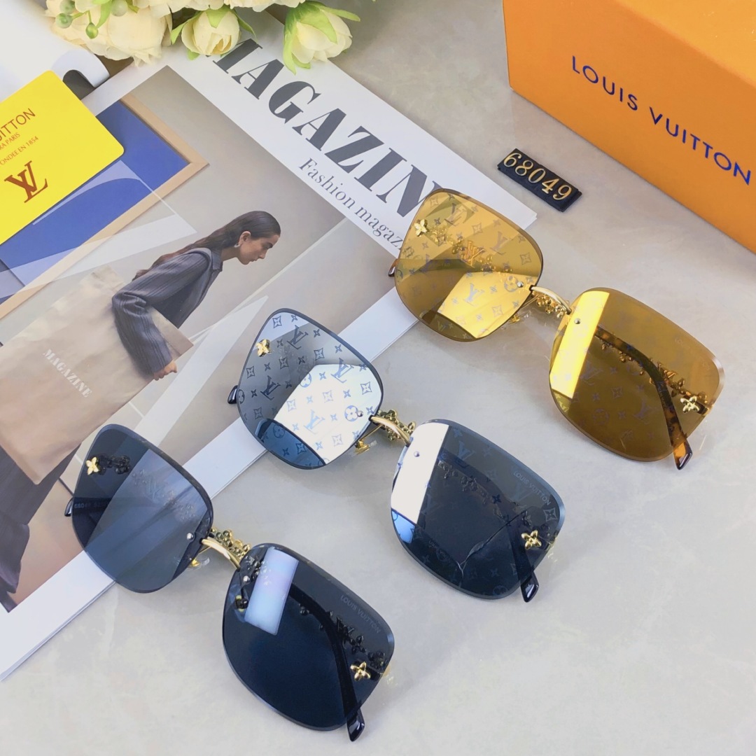 。。Louis vuitton新品2025新款无框太阳镜金属四叶草网红主播同款女士墨镜时尚潮流