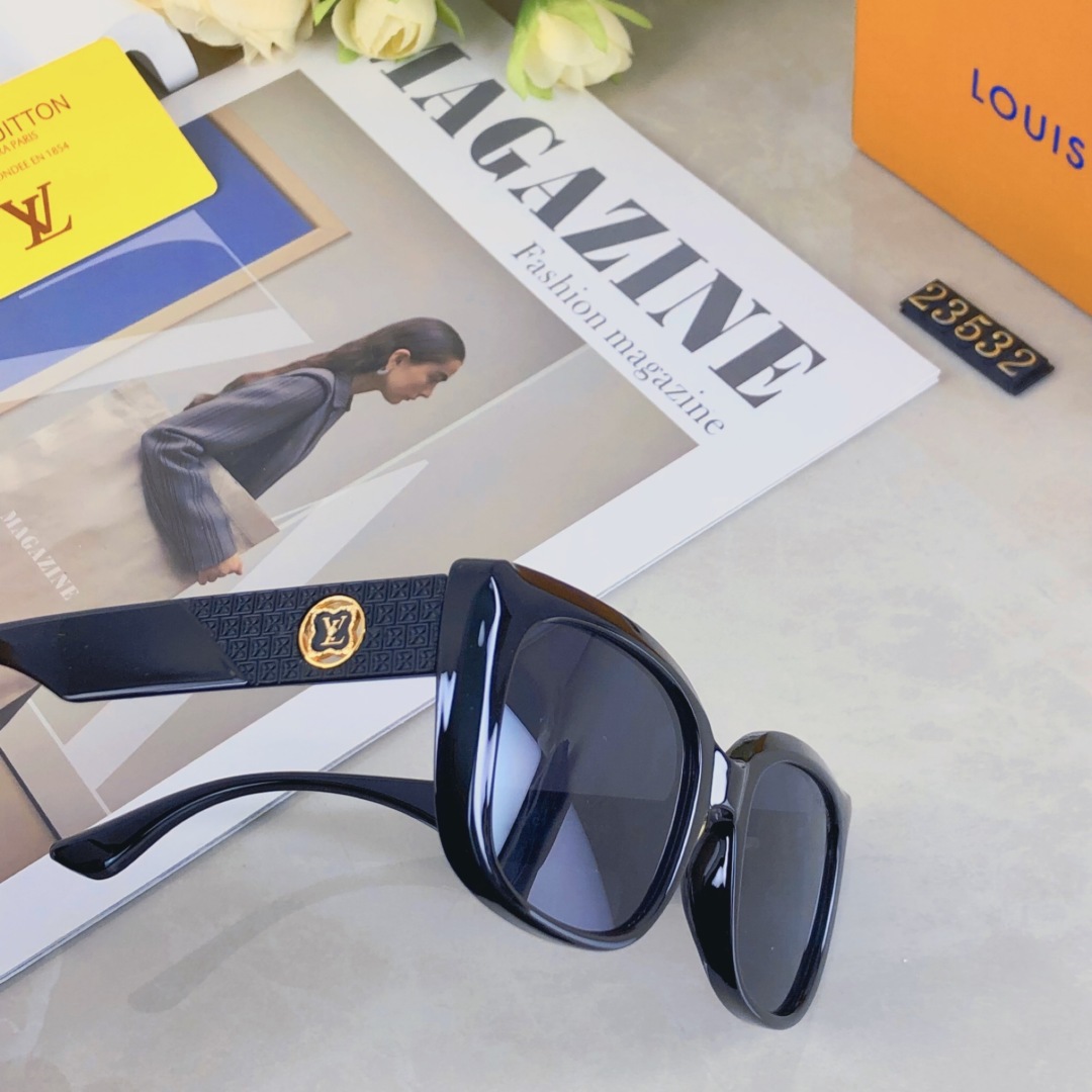 。。Louis vuitton2025新款复古猫眼墨镜女韩ins网红高级感拍照凹造型太阳眼镜开车
