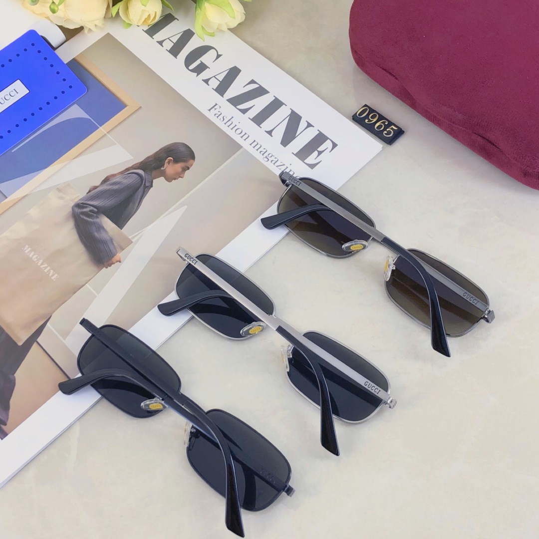 。。Gucci2025新款长方形小框金属太阳眼镜男女韩版原宿风复古百搭墨镜
