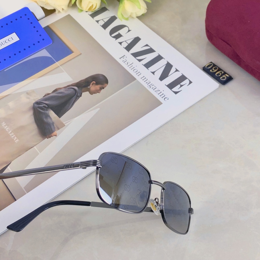 。。Gucci2025新款长方形小框金属太阳眼镜男女韩版原宿风复古百搭墨镜