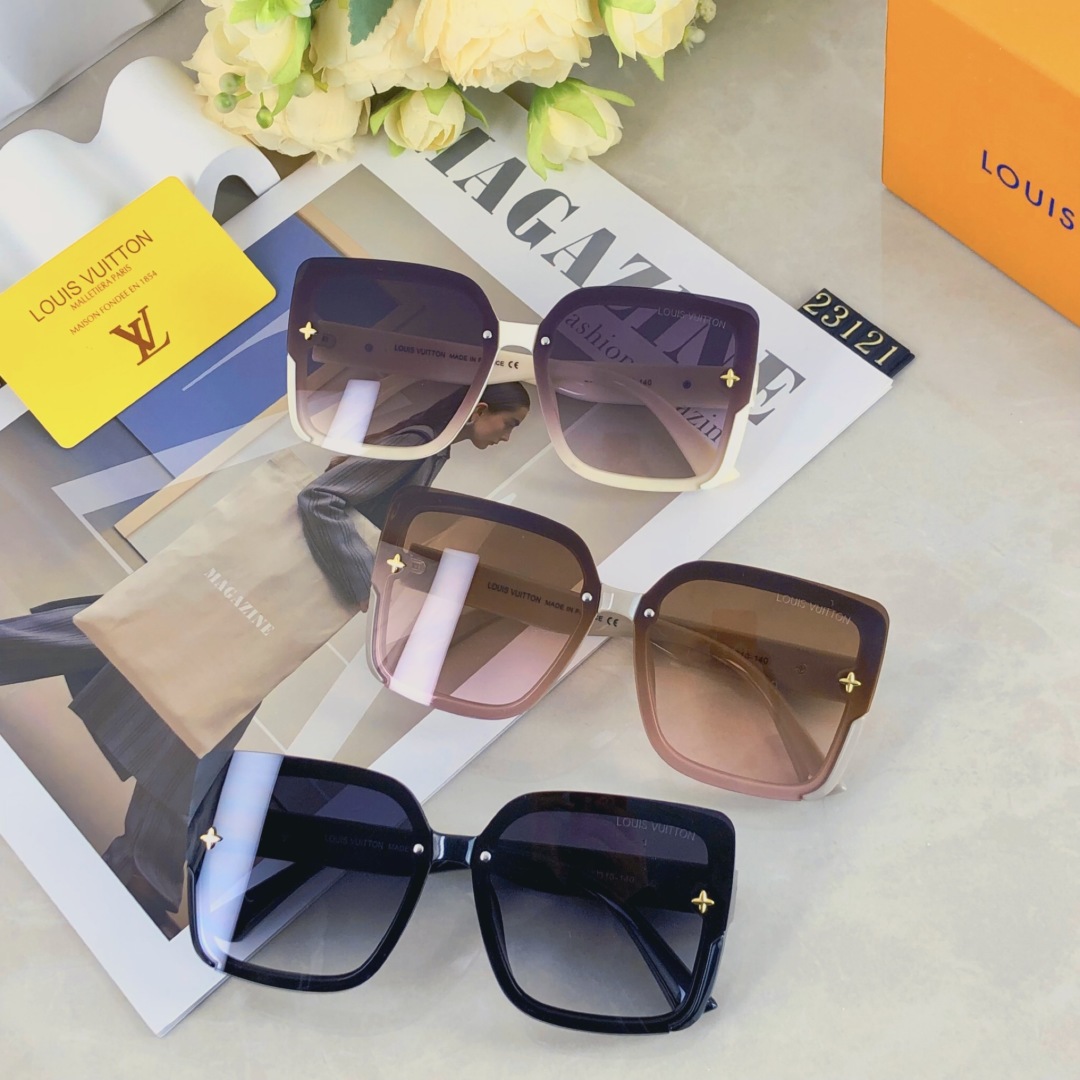。。Louis vuitton2025新款时尚太阳眼镜女士防紫外线墨镜复古个性网红大框显瘦眼镜