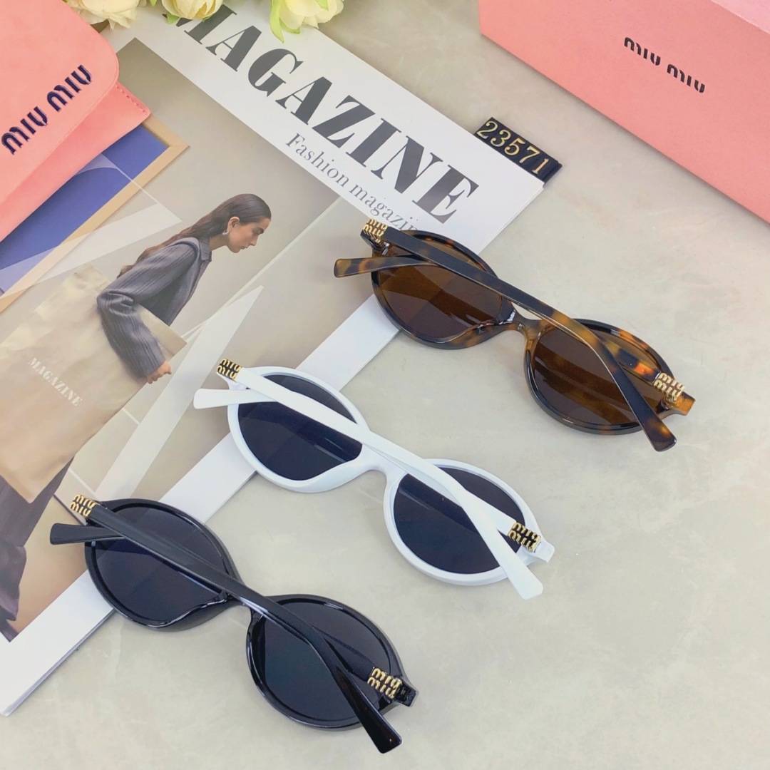 。。miumiu夏季新款小框女士太阳眼镜椭圆形框清新个性墨镜素颜潮流墨镜