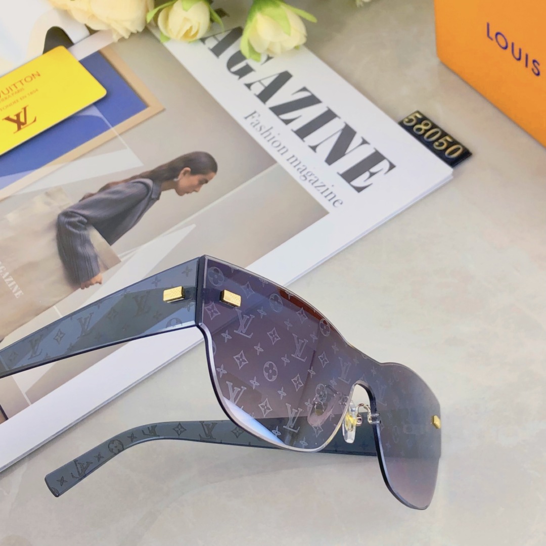 。。Louis vuitton2025新款连体切边字母款高级感满印花女太阳镜小红书抖音网红墨镜