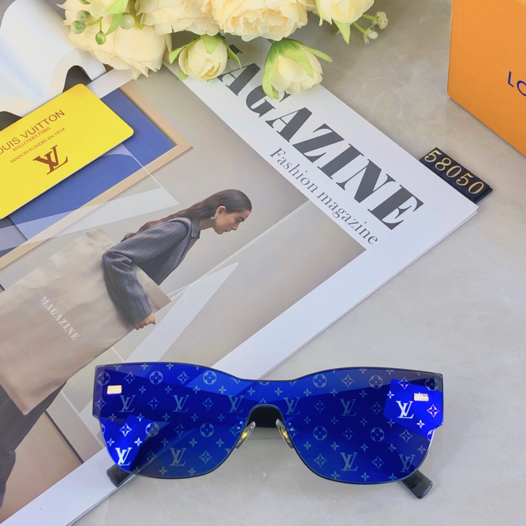 。。Louis vuitton2025新款连体切边字母款高级感满印花女太阳镜小红书抖音网红墨镜