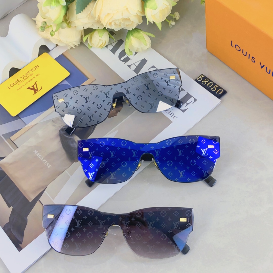 。。Louis vuitton2025新款连体切边字母款高级感满印花女太阳镜小红书抖音网红墨镜