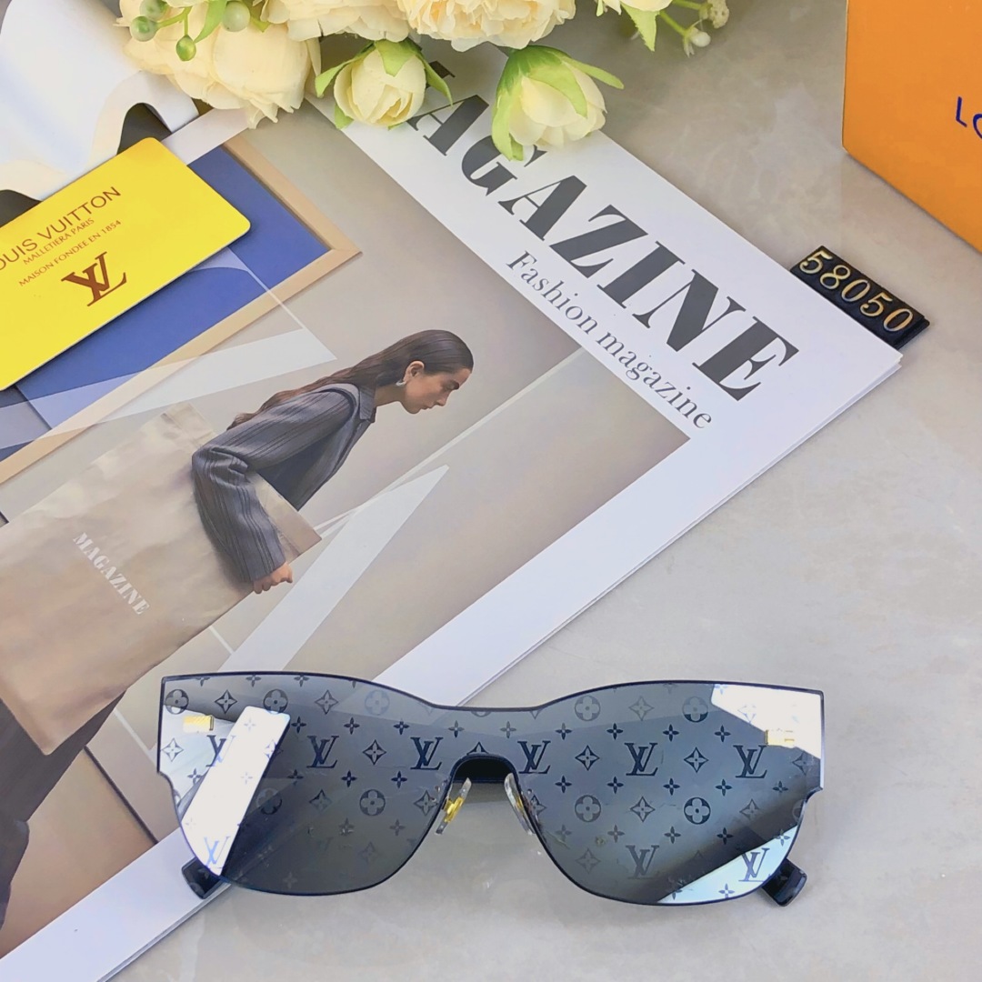 。。Louis vuitton2025新款连体切边字母款高级感满印花女太阳镜小红书抖音网红墨镜