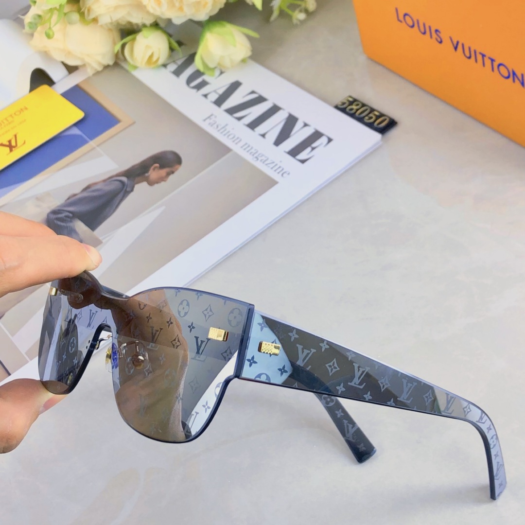 。。Louis vuitton2025新款连体切边字母款高级感满印花女太阳镜小红书抖音网红墨镜