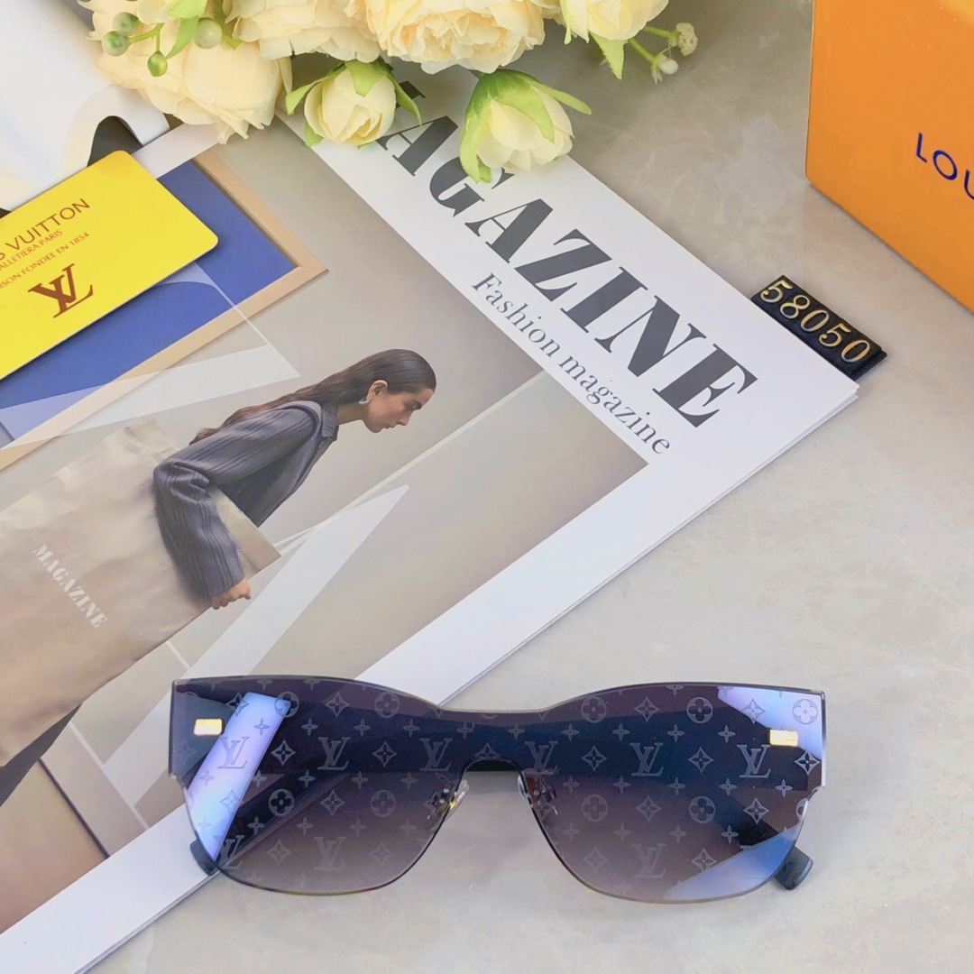 。。Louis vuitton2025新款连体切边字母款高级感满印花女太阳镜小红书抖音网红墨镜