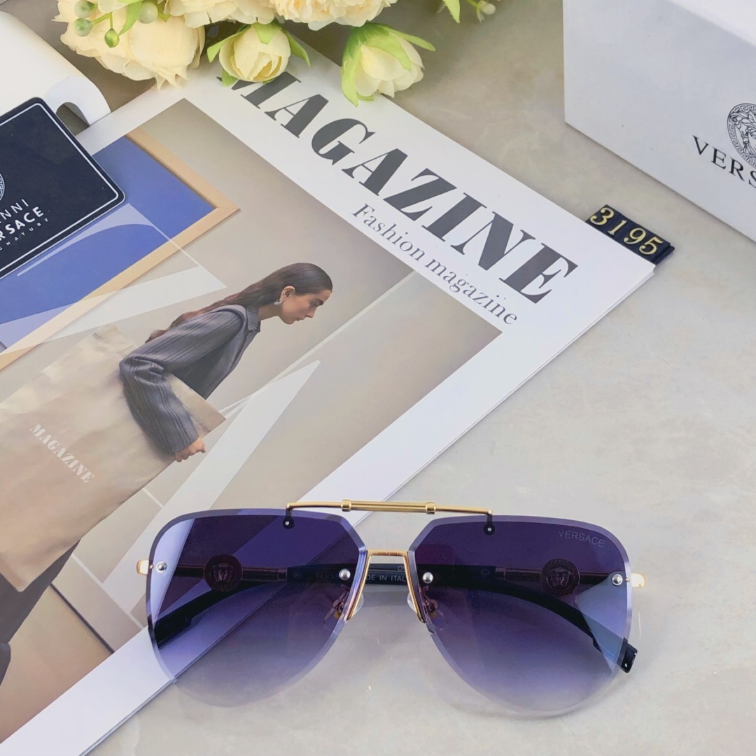 。。Versace2025新款经典金属无框男太阳镜时尚潮流开车驾驶防紫外线墨镜