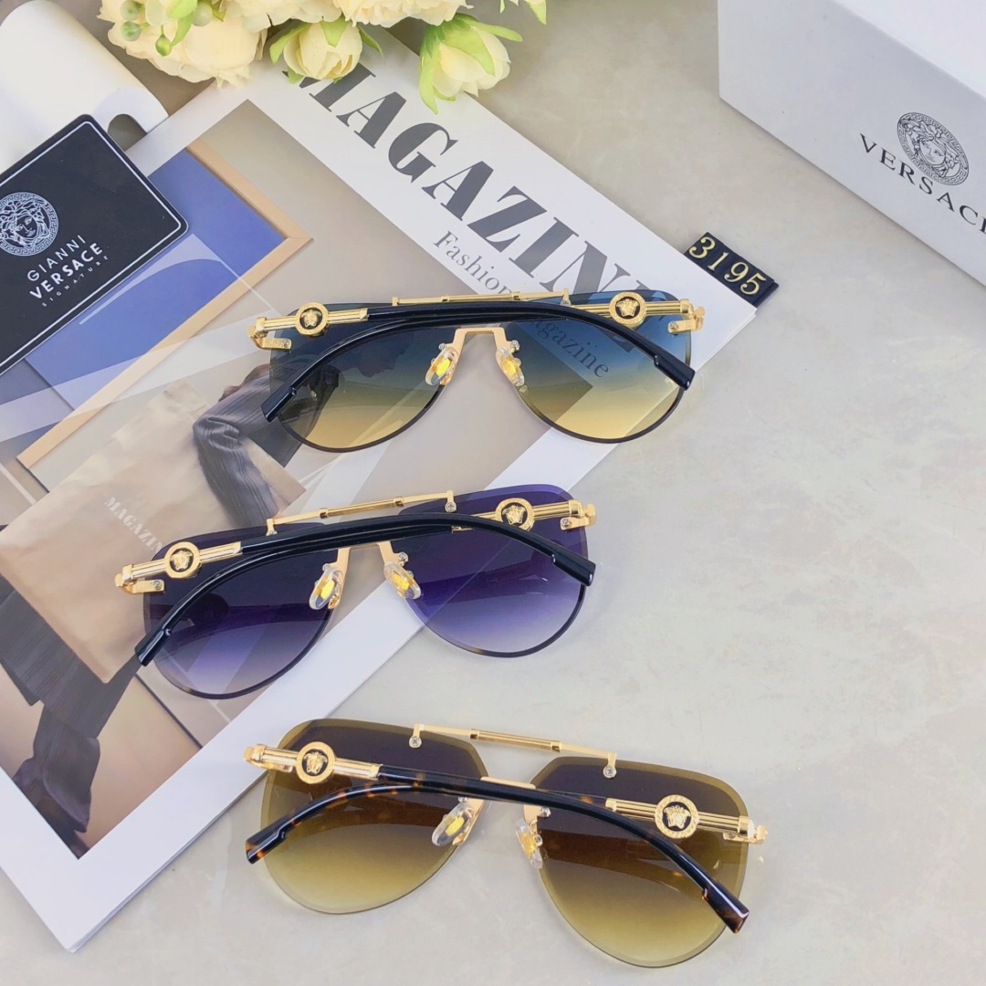 。。Versace2025新款经典金属无框男太阳镜时尚潮流开车驾驶防紫外线墨镜