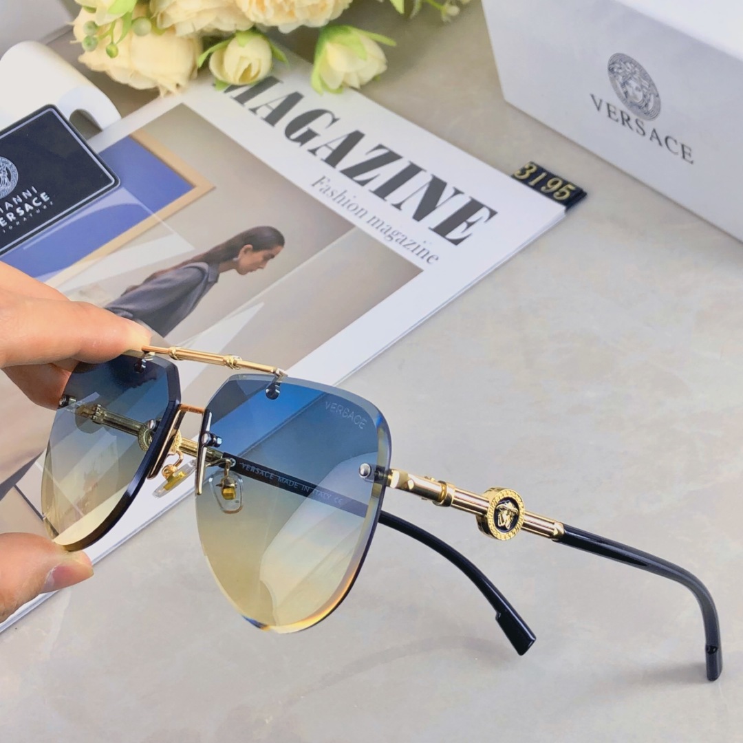 。。Versace2025新款经典金属无框男太阳镜时尚潮流开车驾驶防紫外线墨镜